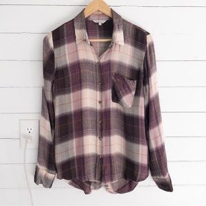 Lucky Brand Purple Plaid Lightweight Flannel